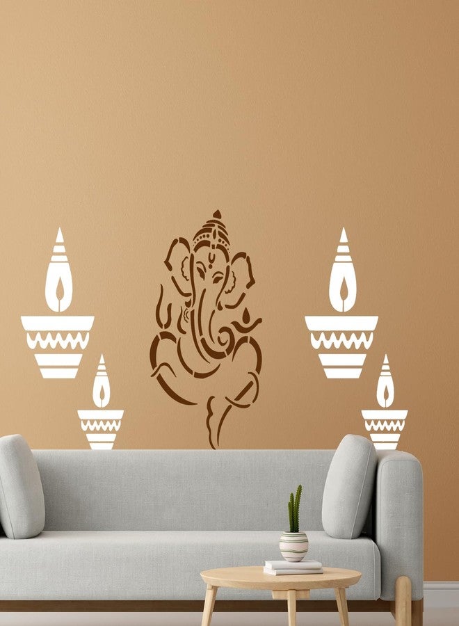 ARandNJ مجموعة استنسل ARandNJ للرسم على الجدران (المقاس: 16 × 24 بوصة) الموضوع: ديا وجانباتي جي تصميم رسم قابل لإعادة الاستخدام مناسب لغرفة النوم وغرفة الرسم ومدخل غرفة المعيشة (عبوة من قطعتين) - Image 3